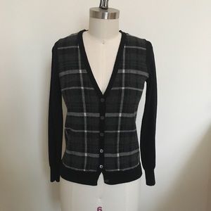 J.Crew merino plaid v neck cardigan